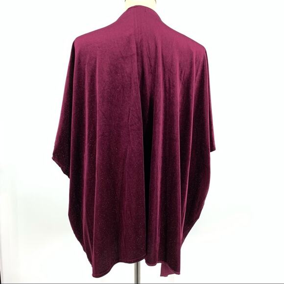 Madden NYC Maroon Open Front Cardigan One Size - Picture 3 of 7